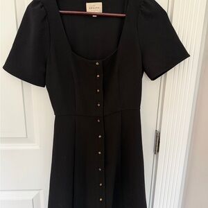 Sezane Black Dress with Button Detail